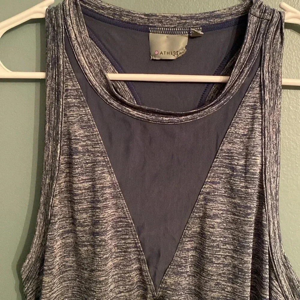 Athleta tank -L- blue and white - mesh on front and back - Picture 3 of 7